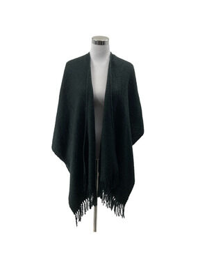 Echo New York Black Fuzzy Knit Wrap Shawl One Size Women's